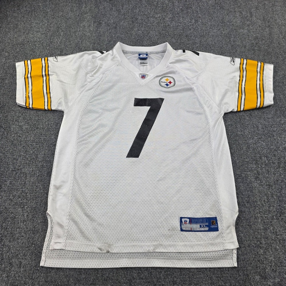 Pittsburgh Steelers Ben Roethlisberger 7 White Reebok NFL‎ Jersey Kids XL VTG